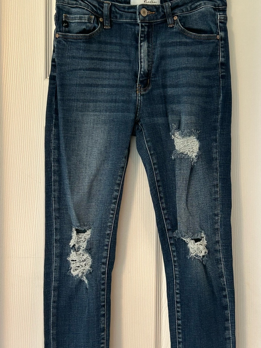 KanCan Mid-Rise Distressed Skinny Jeans Blue Denim Size 9/28